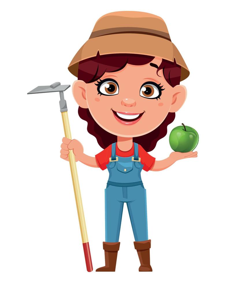 Farmer woman cartoon character vector