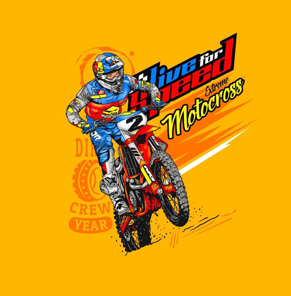 Motorcycle rider in action, colorful vector illustration, t shirt design, poster, banner