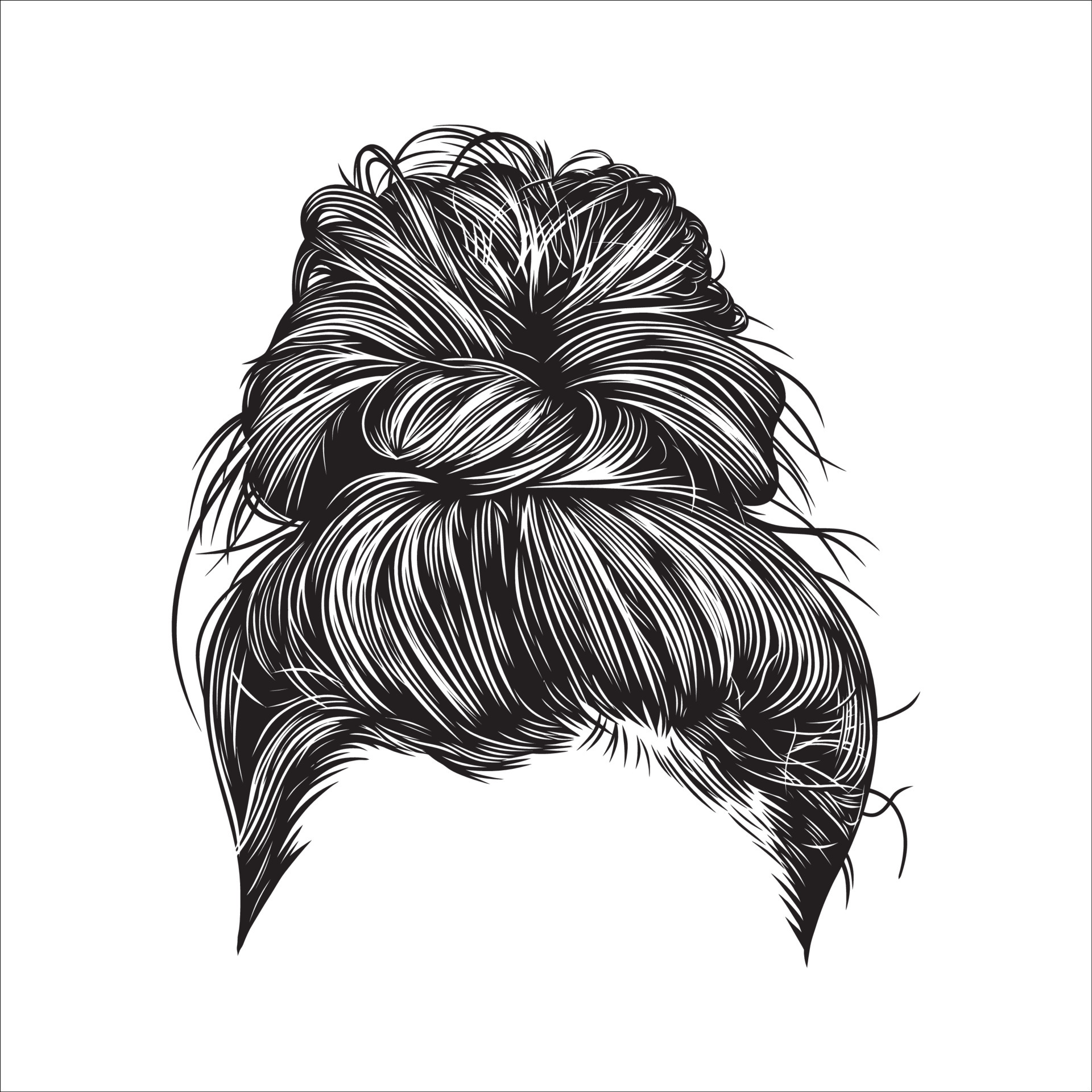 Messy bun hairstyles, vector line art illustration 6030473 Vector Art at Vecteezy Messy bun hairstyles, vector line art illustration 6030473 Vector Art at Vecteezy