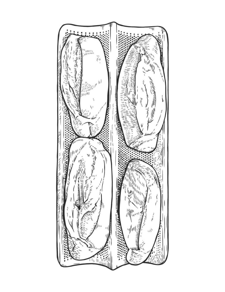 Hand drawn sub roll breads dessert  vector illustration