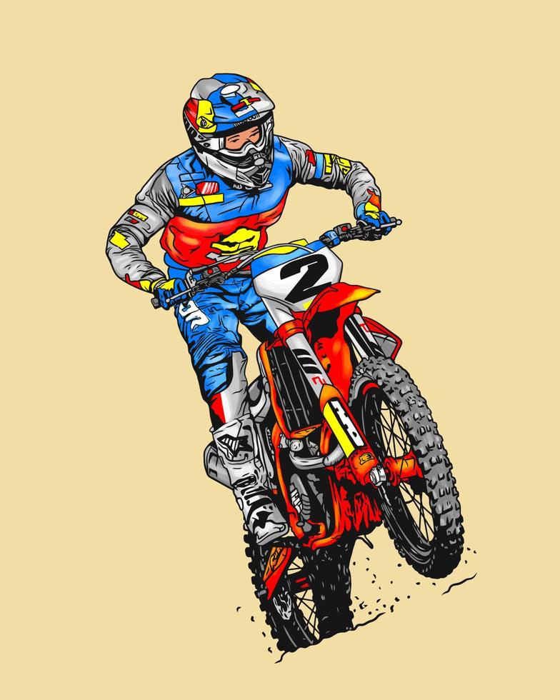 motocross rider in action colorful vector illustration