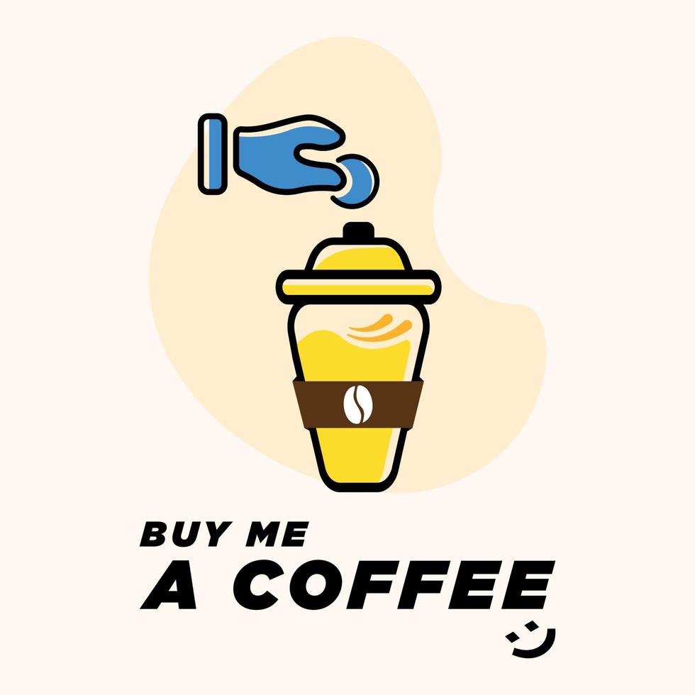 buy me a coffee post design template vector flat illustration for web landing page