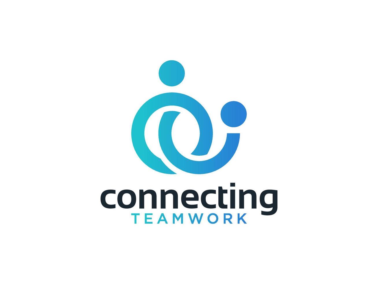 Abstract People Logo. Blue Rounded Line Linked Human Icon Pulse Wave Style isolated on White Background. Usable for Teamwork and Family Logos. Flat Vector Logo Design Template Element