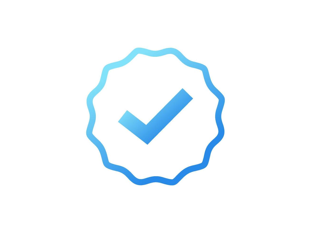 icono moderno aprobado. marca de verificación de flecha blanca con forma de círculo azul etiqueta adhesiva de estrella brillante aislada sobre fondo blanco. elementos de diseño de icono de vector plano para plantillas web.