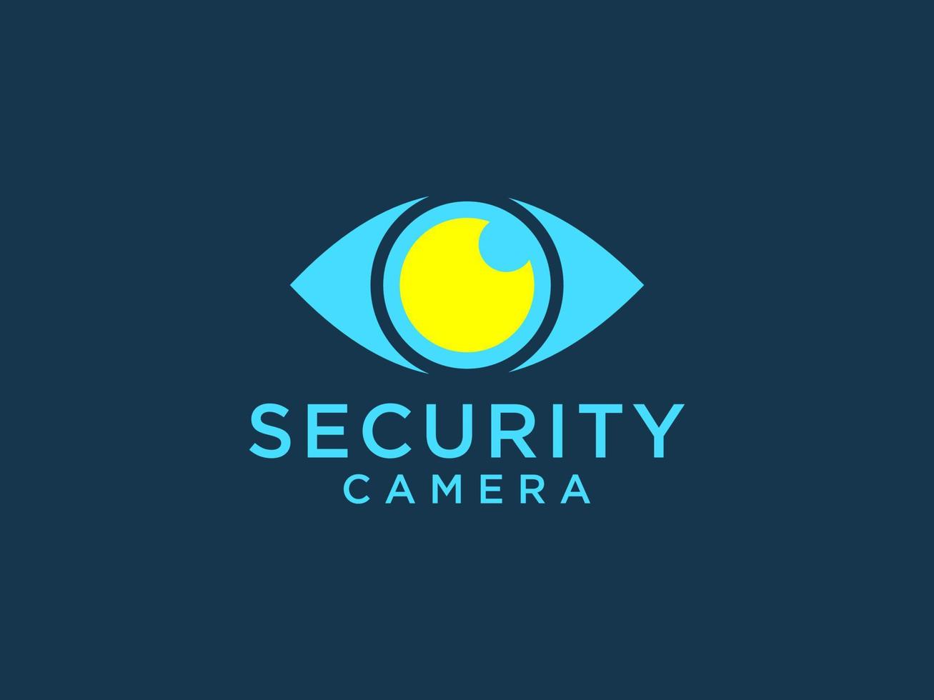 Abstract Eye Vision Logo. Light Blue Geometric Shape with Yellow Eyeball inside isolated on Blue Background. Usable for Business and Technology Logos. Flat Vector Logo Design Template Element.