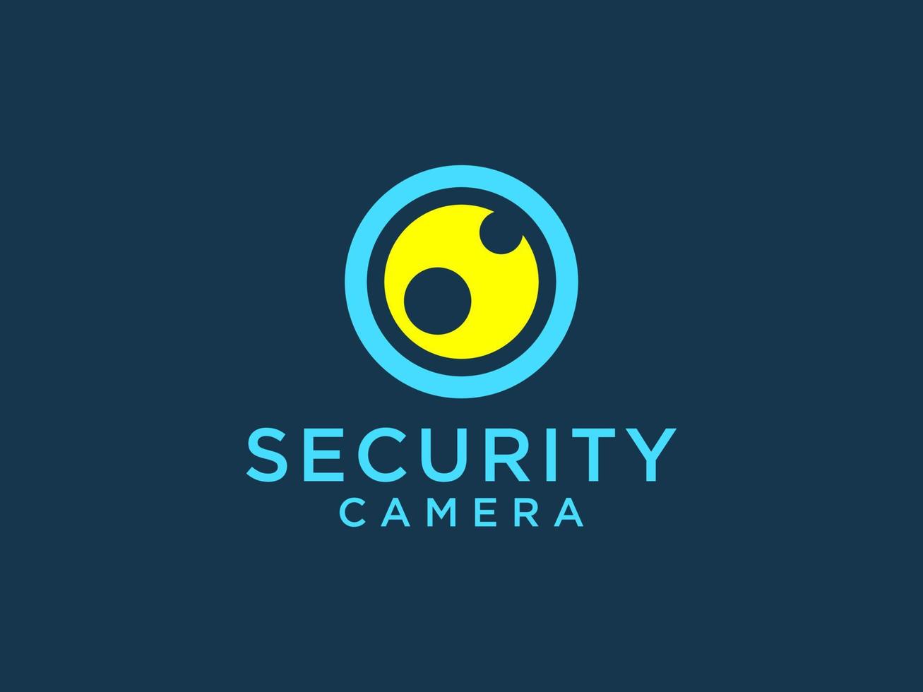 Abstract Eye Vision Logo. Light Blue Geometric Shape with Yellow Eyeball inside isolated on Blue Background. Usable for Business and Technology Logos. Flat Vector Logo Design Template Element.