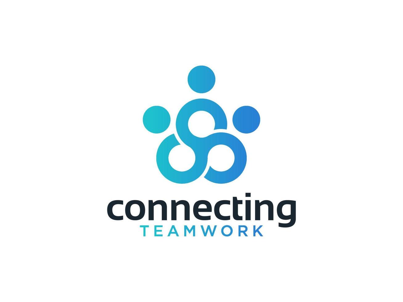 Abstract People Logo. Blue Rounded Line Linked Human Icon Pulse Wave Style isolated on White Background. Usable for Teamwork and Family Logos. Flat Vector Logo Design Template Element