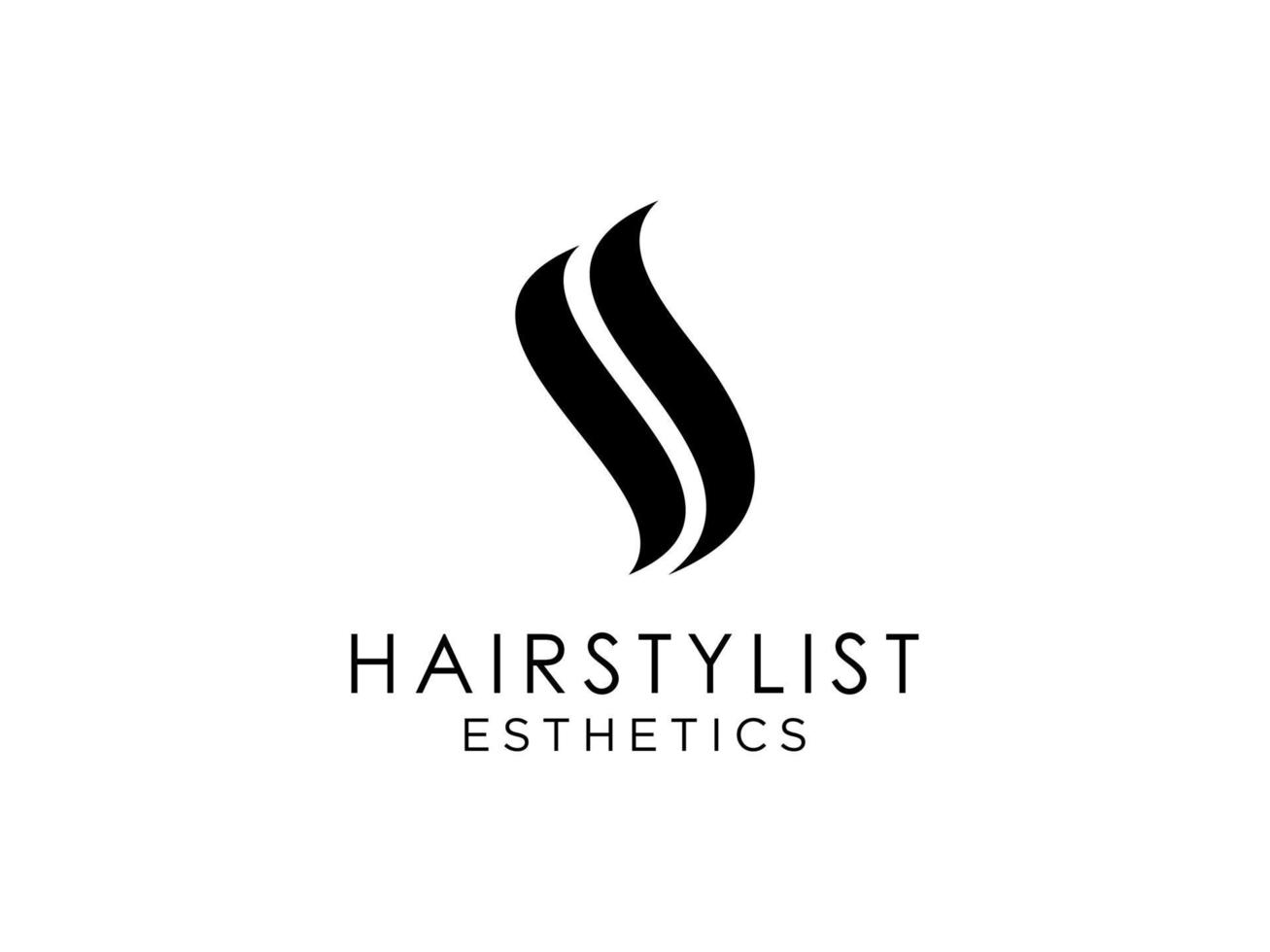 logotipo de onda de pelo negro abstracto letra s aislado sobre fondo blanco. elemento de plantilla de diseño de logotipo de vector plano