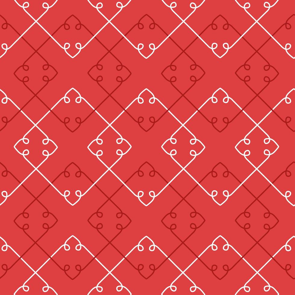 Abstract geometric lines seamless pattern. Christmas ornament in red color. Simple geometrical texture with linear shapes, rhombuses. Modern minimal background. Winter holiday vector design.