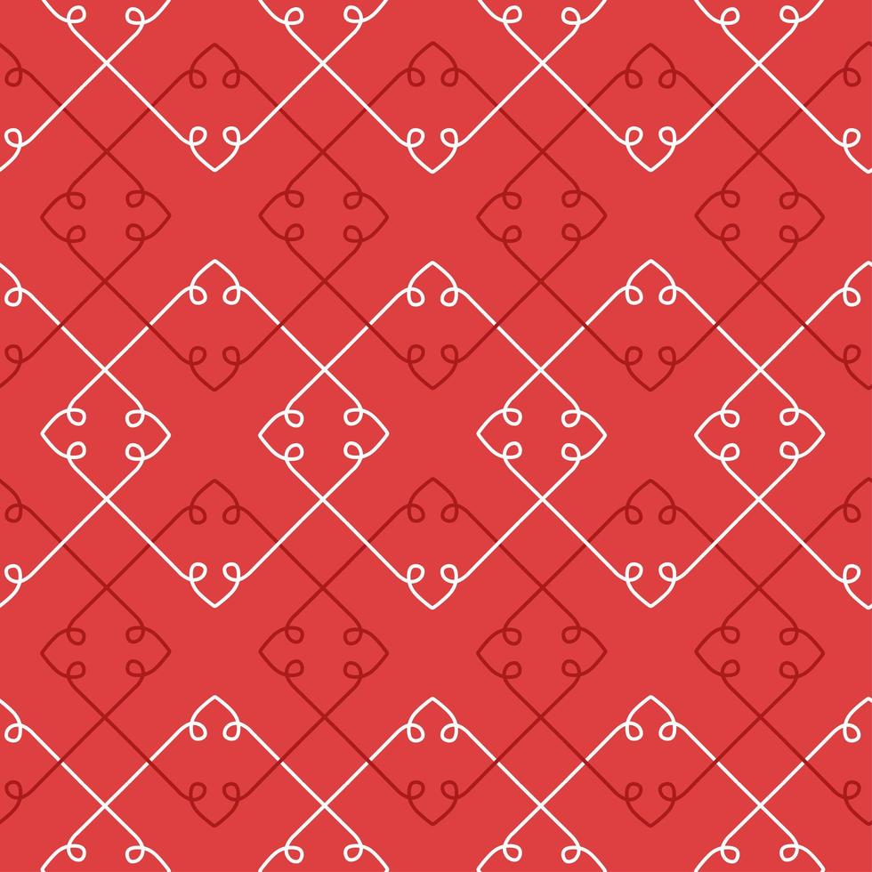 Abstract geometric lines seamless pattern. Christmas ornament in red color. Simple geometrical texture with linear shapes, rhombuses. Modern minimal background. Winter holiday vector design.