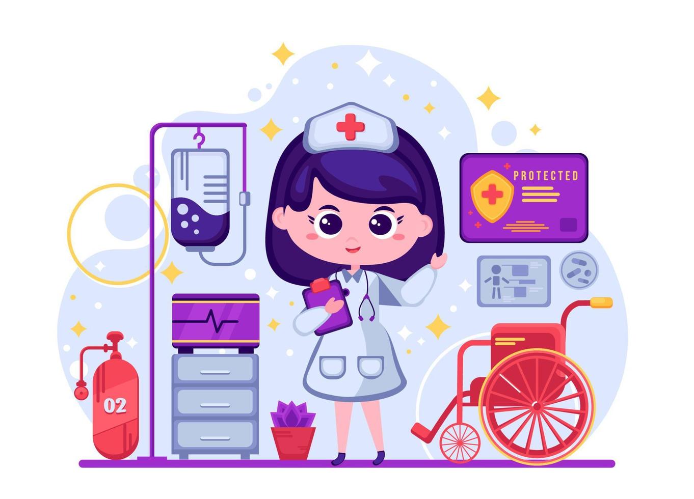 Cute Girl Of Nurse Focus Character vector