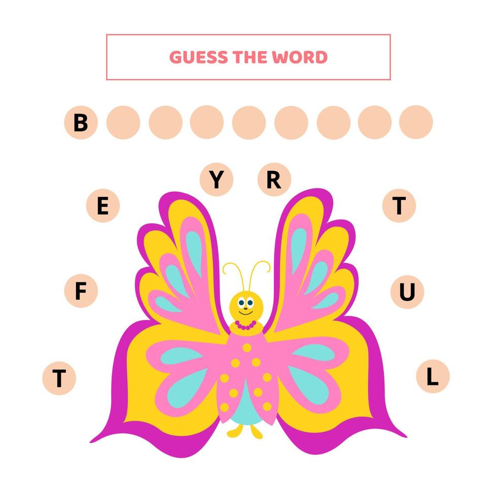 Guess the word. Educational game for kids. vector