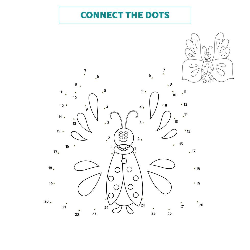 conecta los puntos para la mariposa. vector