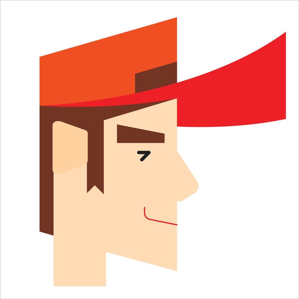 Side view boy face with cap. vector