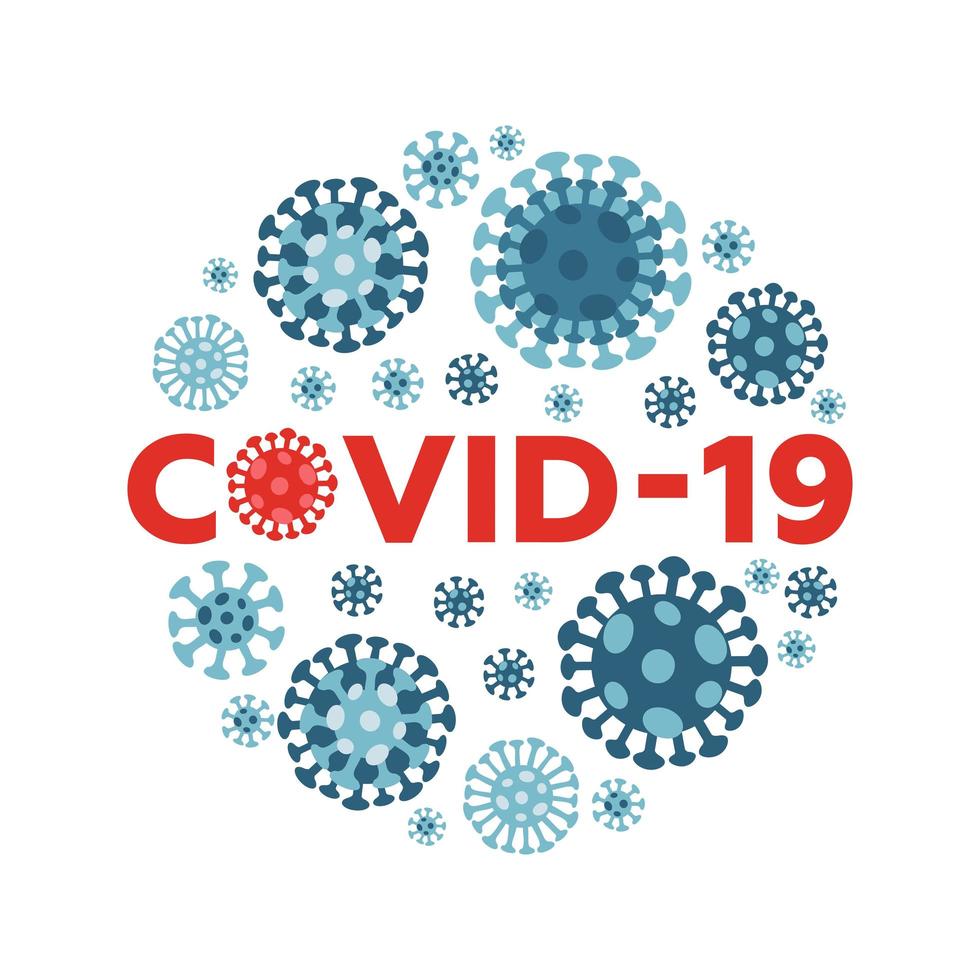 impresión redonda creativa de coronavirus. concepto covid-19 para pancartas. mers-cov,nuevo coronavirus, elementos 2019-ncov. ilustración vectorial plana. vector