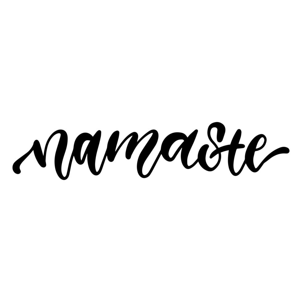 cita de letras de namaste dibujada a mano. hola en hindi. ilustración de tinta texto dibujado a mano aislado sobre fondo blanco. cita positiva. caligrafía de pincel moderno. vector