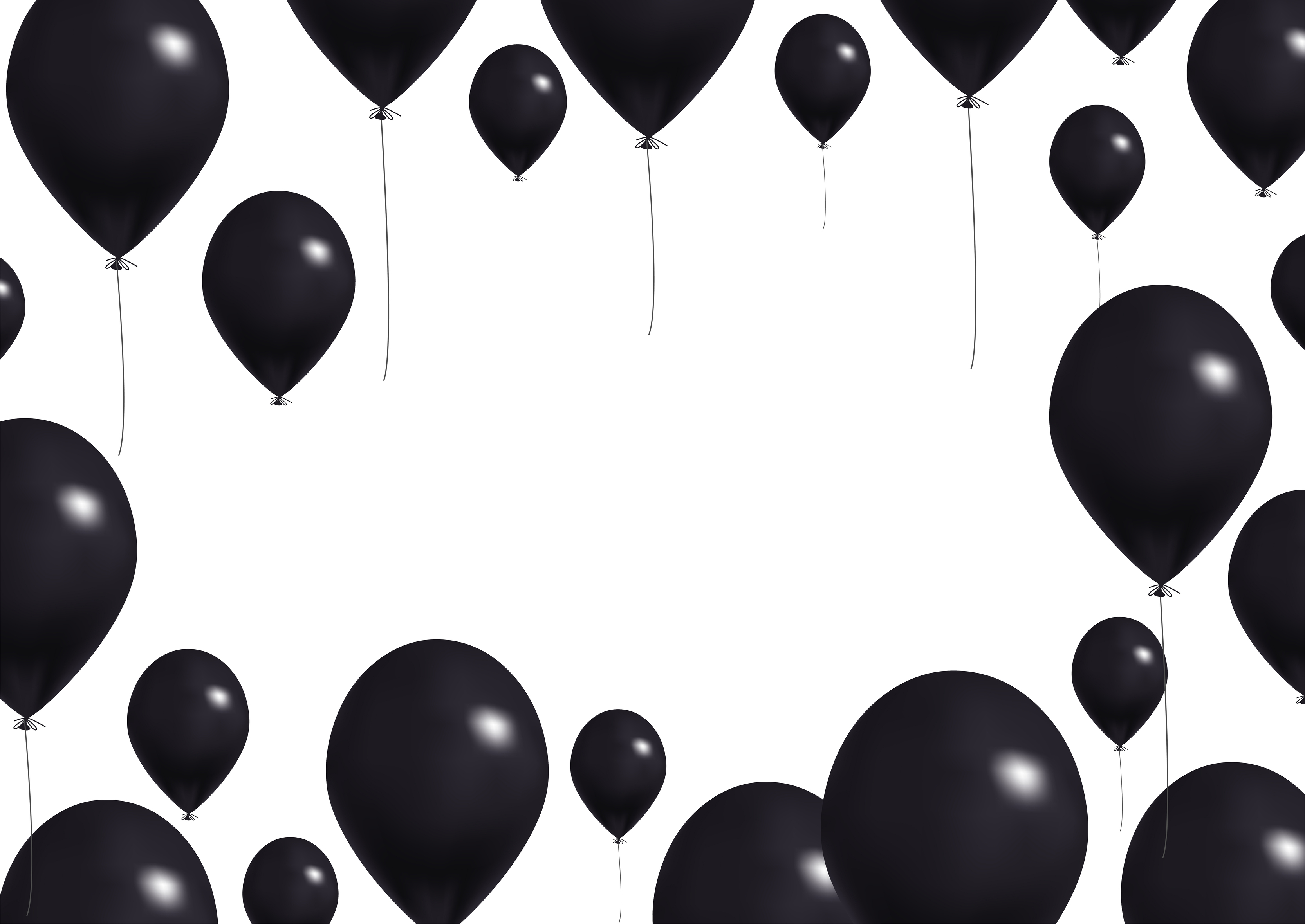 Big black balloons background concept. Realistic beautiful monochrome