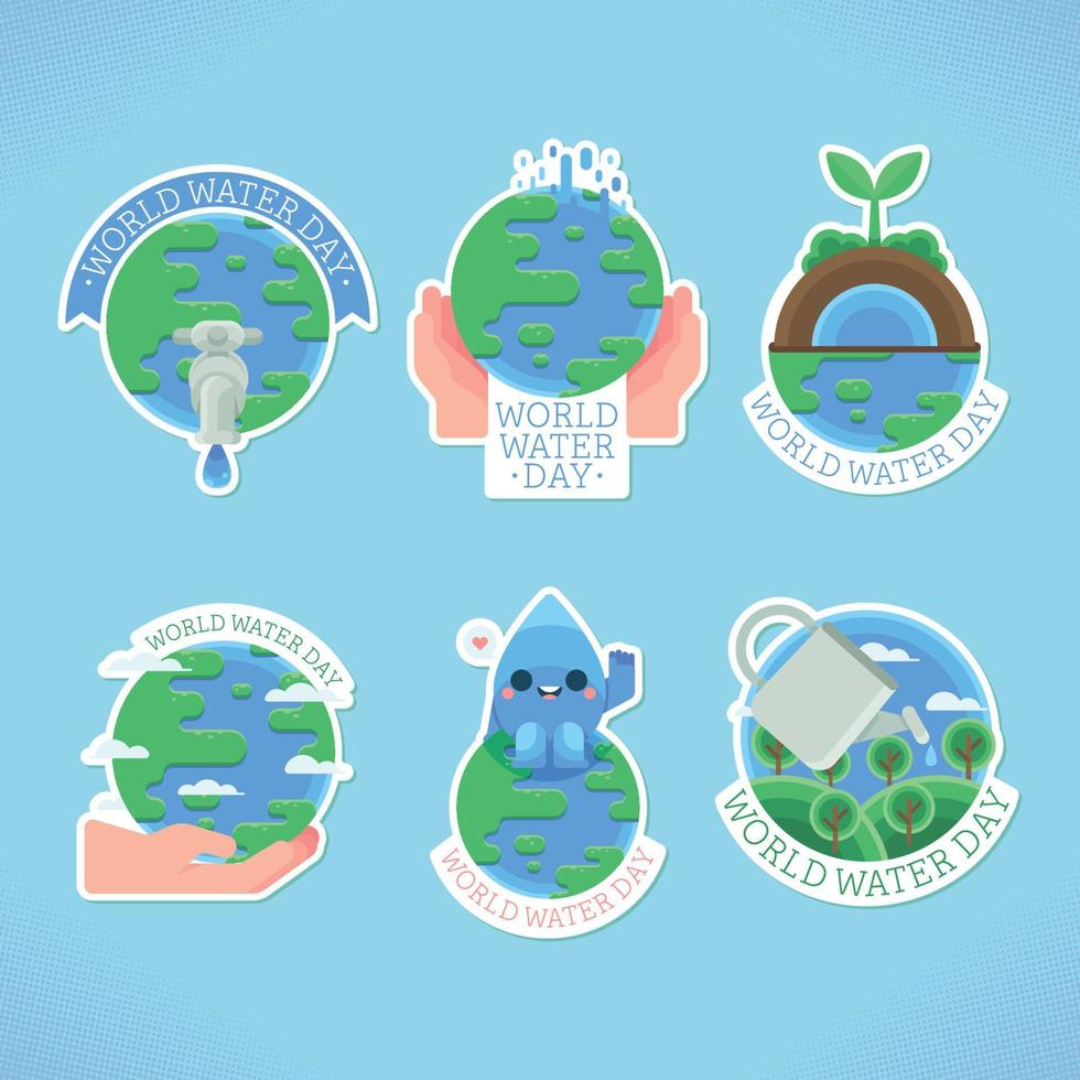 World Water Day Sticker Pack vector