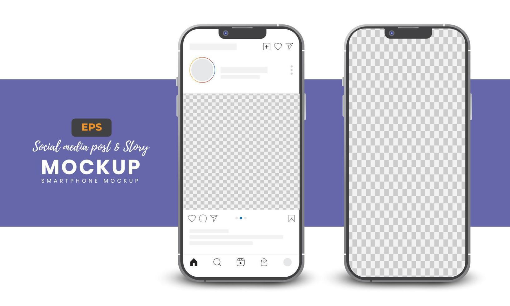 Social Media Post and Story Smartphone Mockup vector design