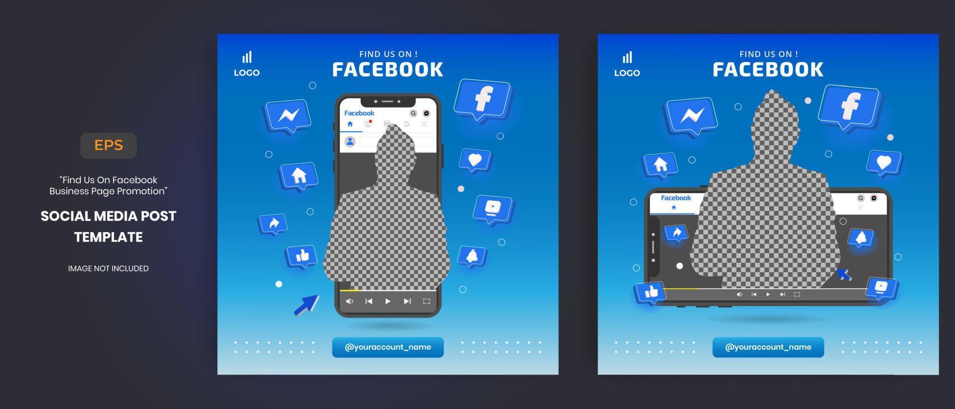 promoción de la página de negocios de facebook con vector 3d para publicación en redes sociales