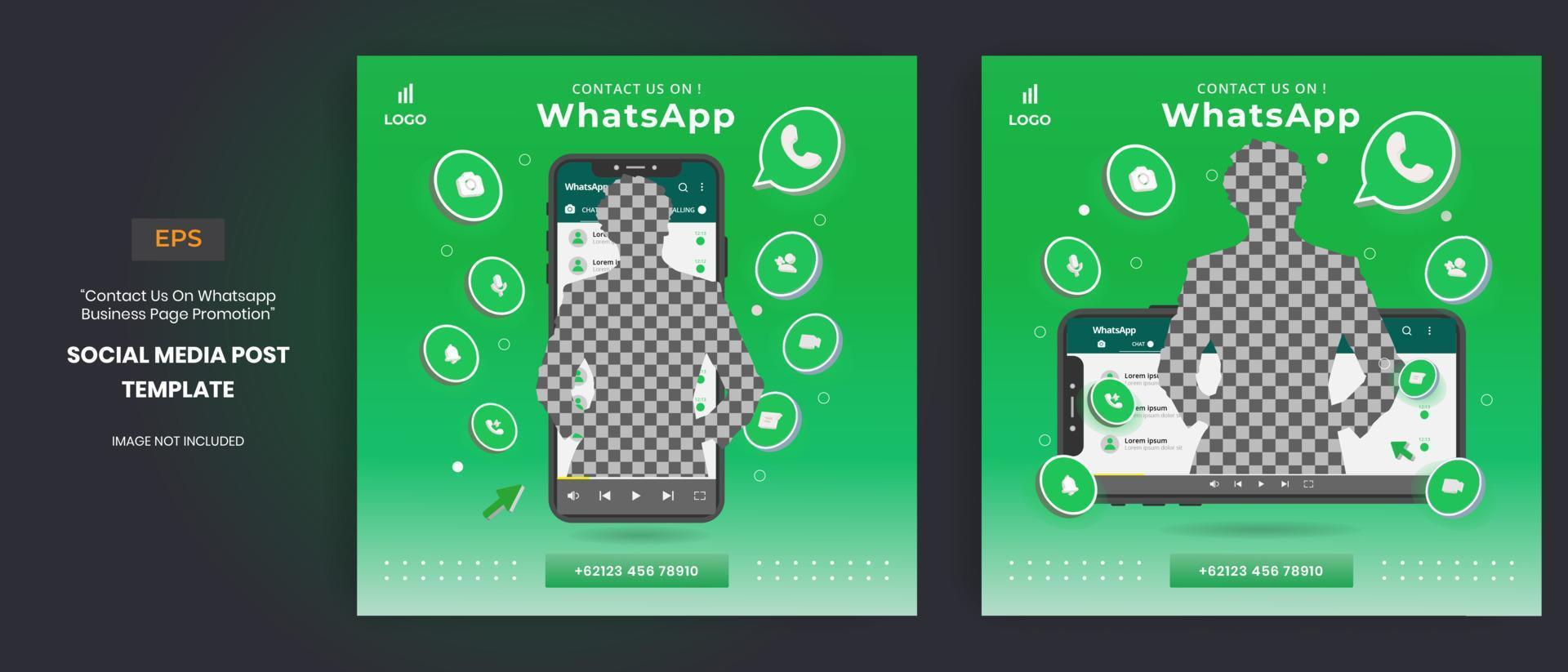 promoción de la página de negocios de whatsapp con vector 3d para publicación en redes sociales