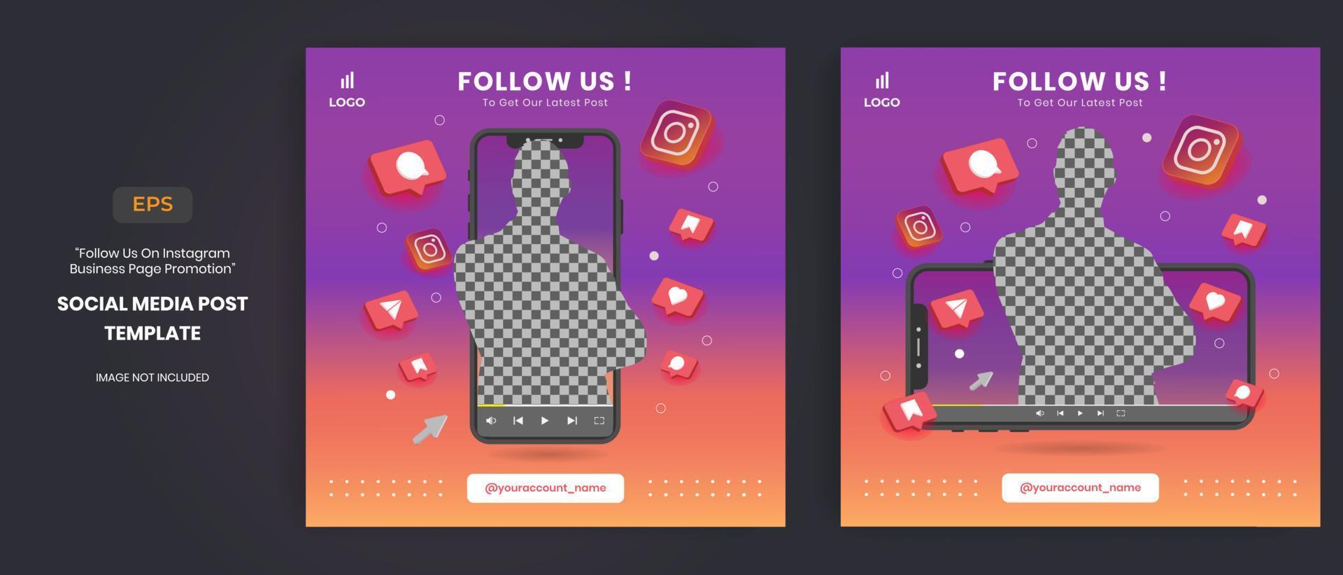 promoción de la página de negocios de instagram con vector 3d para publicación en redes sociales