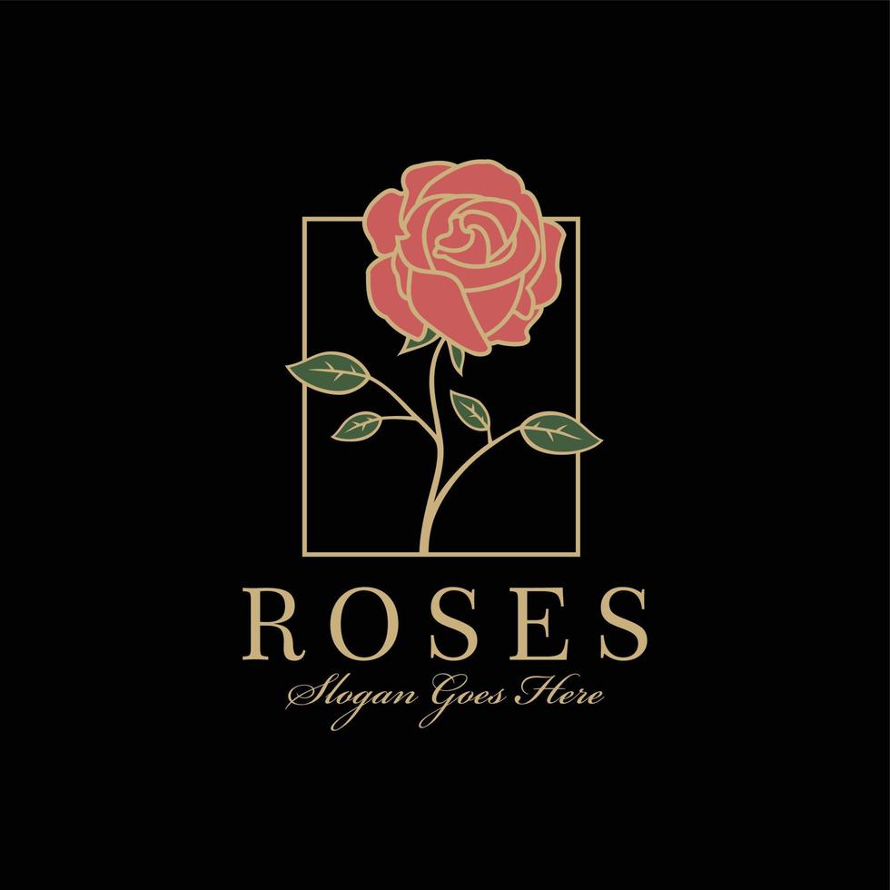 roses flower logo vector