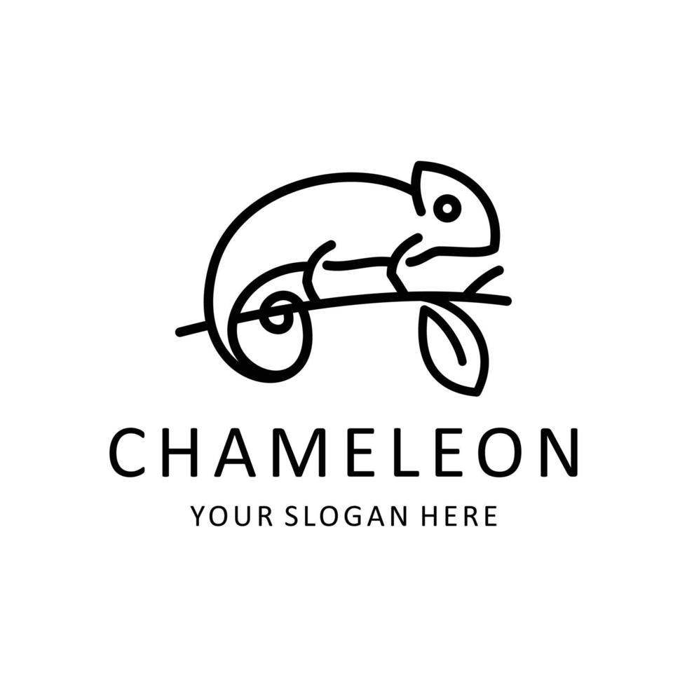 chameleon outline logo vector