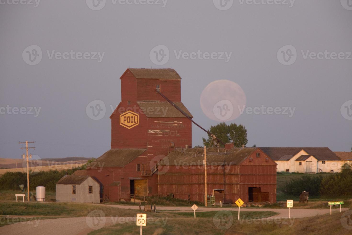 Grain Elevator Spring Valley Saskatchewan and Full Moon photo