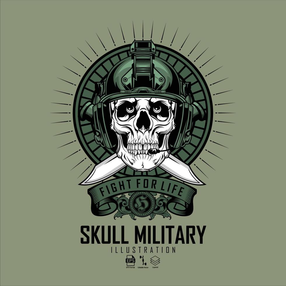 SKULL MILITARY ILLUSTRATION, READY FORMAT EPS 10.eps vector