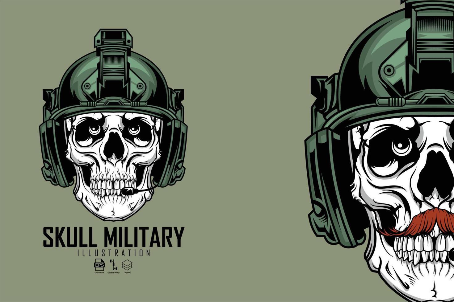 ilustración militar del cráneo.eps vector