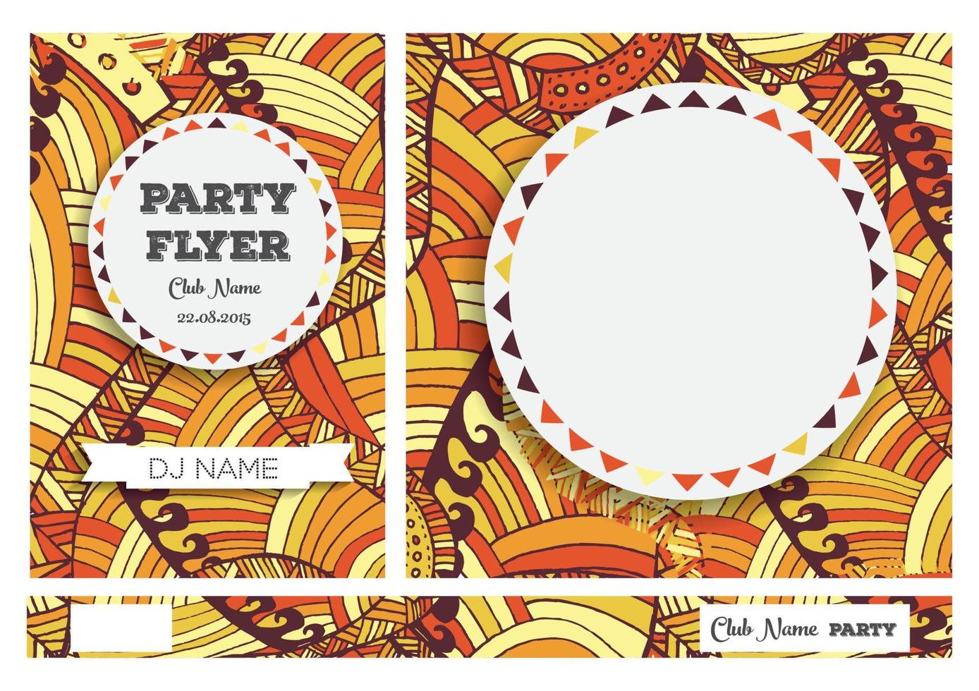 Club Flyers with copy space and hand drawn pattern. vector