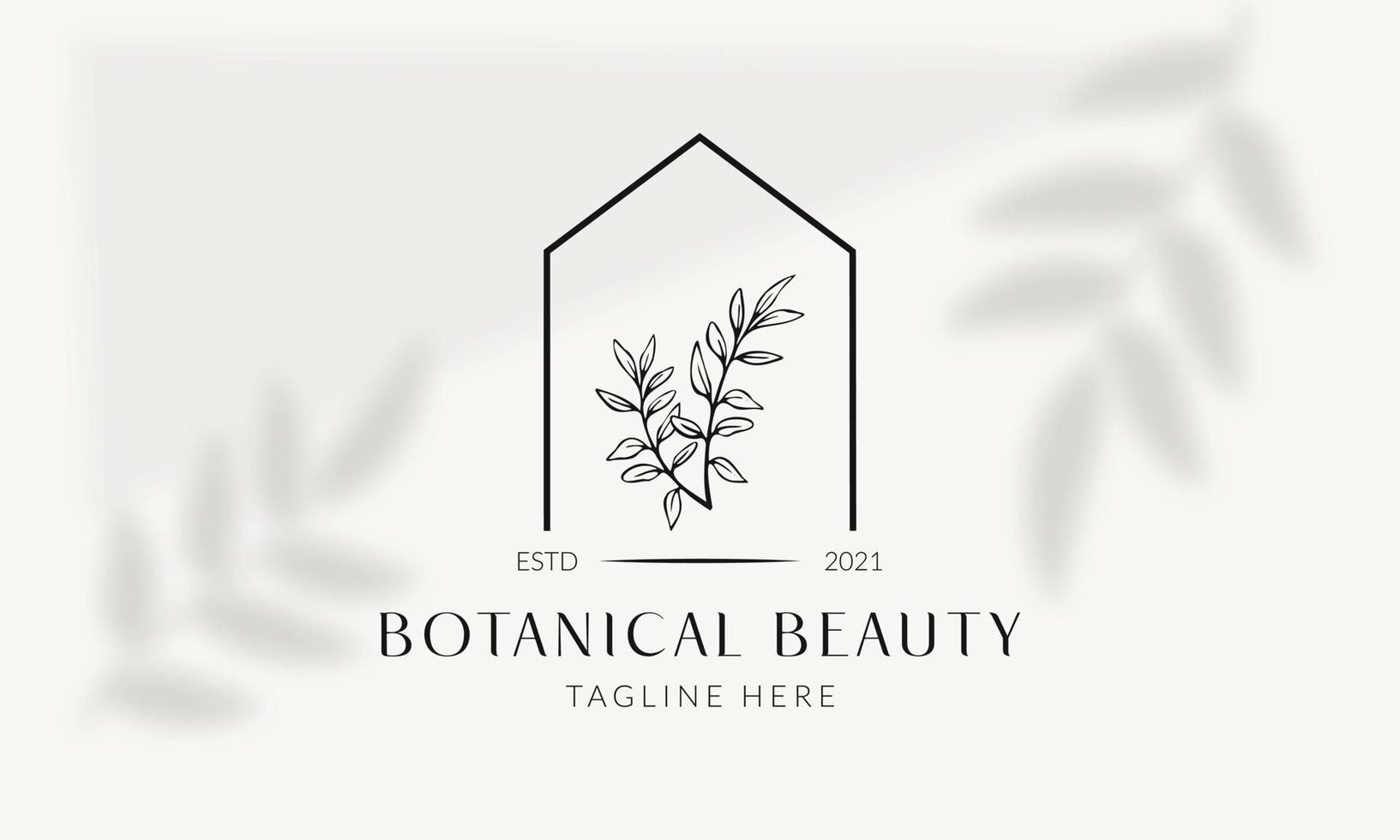 Botanical Floral element Hand Drawn Logo with Wild Flower and Leaves. Logo for spa and beauty salon, boutique, organic shop, wedding, floral designer, interior, photography, cosmetic. vector