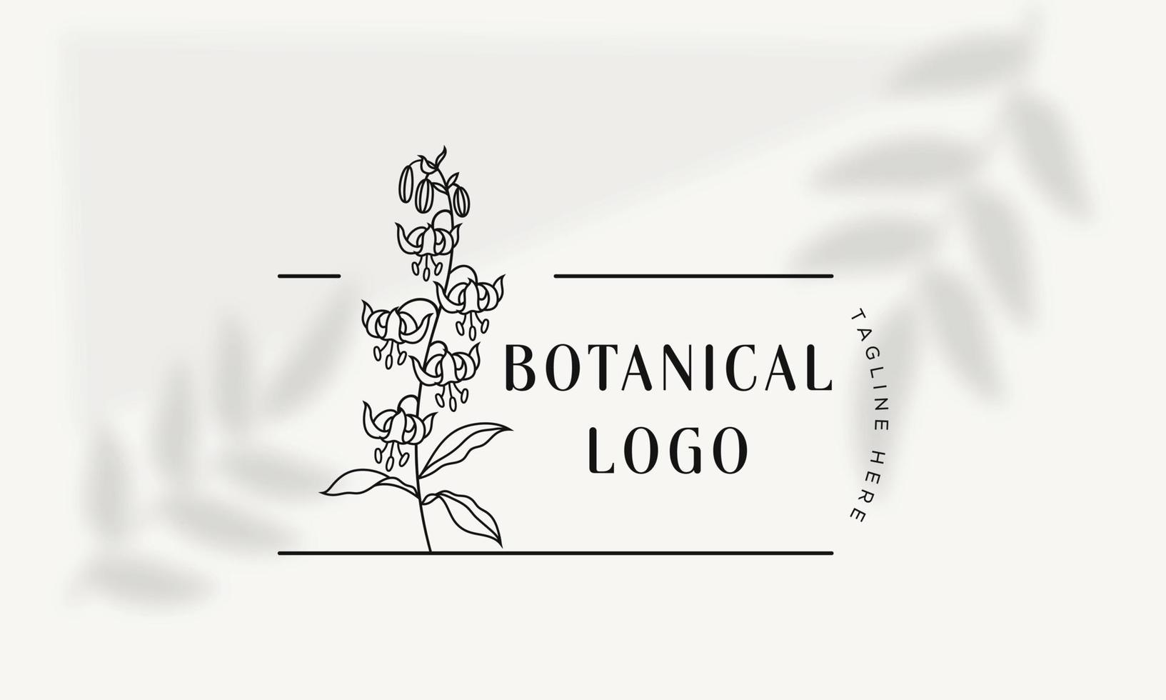 Botanical Floral element Hand Drawn Logo with Wild Flower and Leaves. Logo for spa and beauty salon, boutique, organic shop, wedding, floral designer, interior, photography, cosmetic. vector