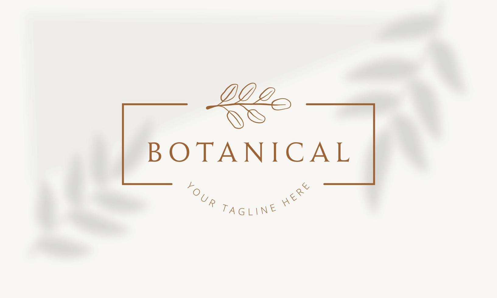 Botanical Floral element Hand Drawn Logo with Wild Flower and Leaves ...