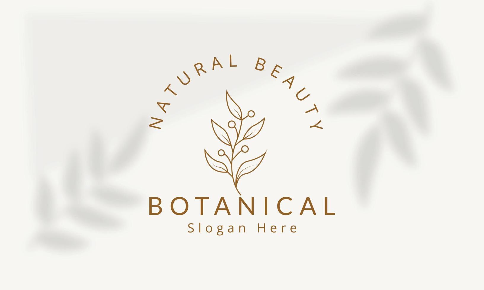 Botanical Floral element Hand Drawn Logo with Wild Flower and Leaves. Logo for spa and beauty salon, boutique, organic shop, wedding, floral designer, interior, photography, cosmetic. vector