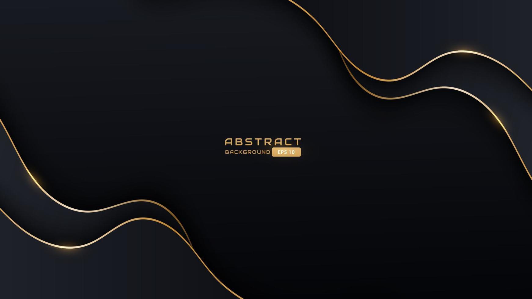 black and gold abstract background with round shape and shadow vector