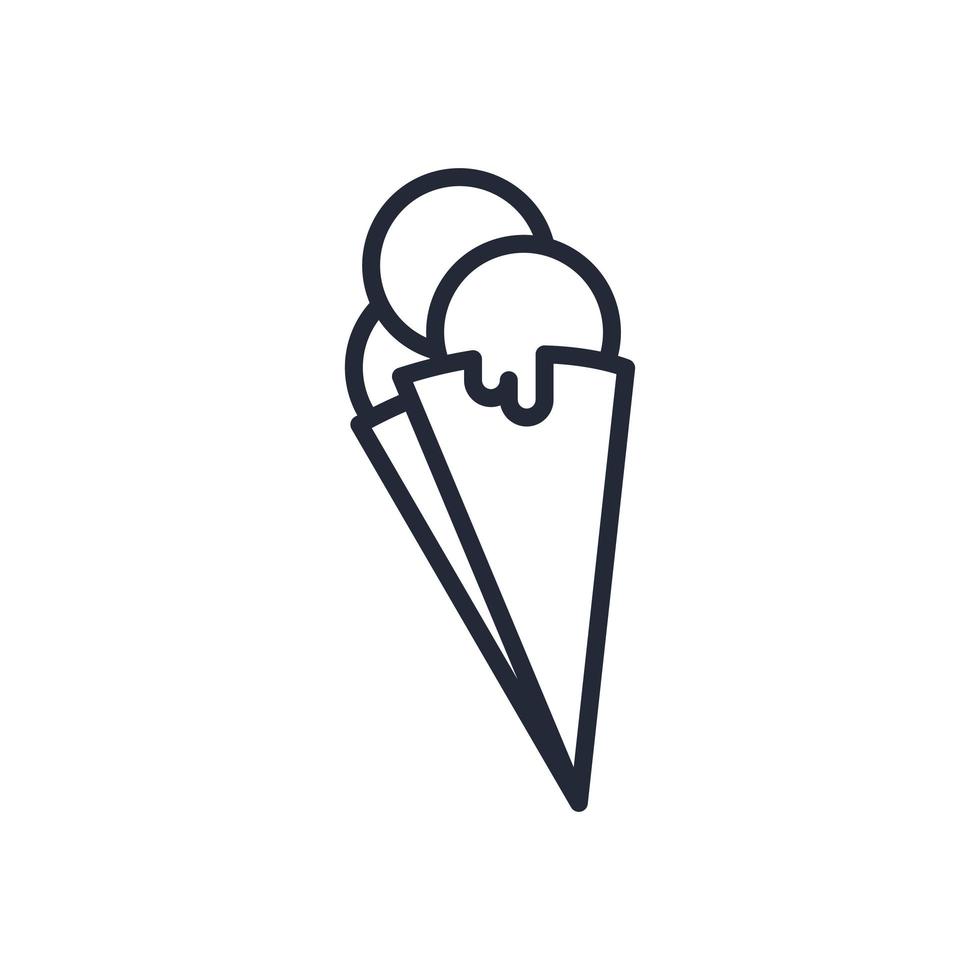 Elegante icono de helado de línea delgada aislado en fondo blanco - vector