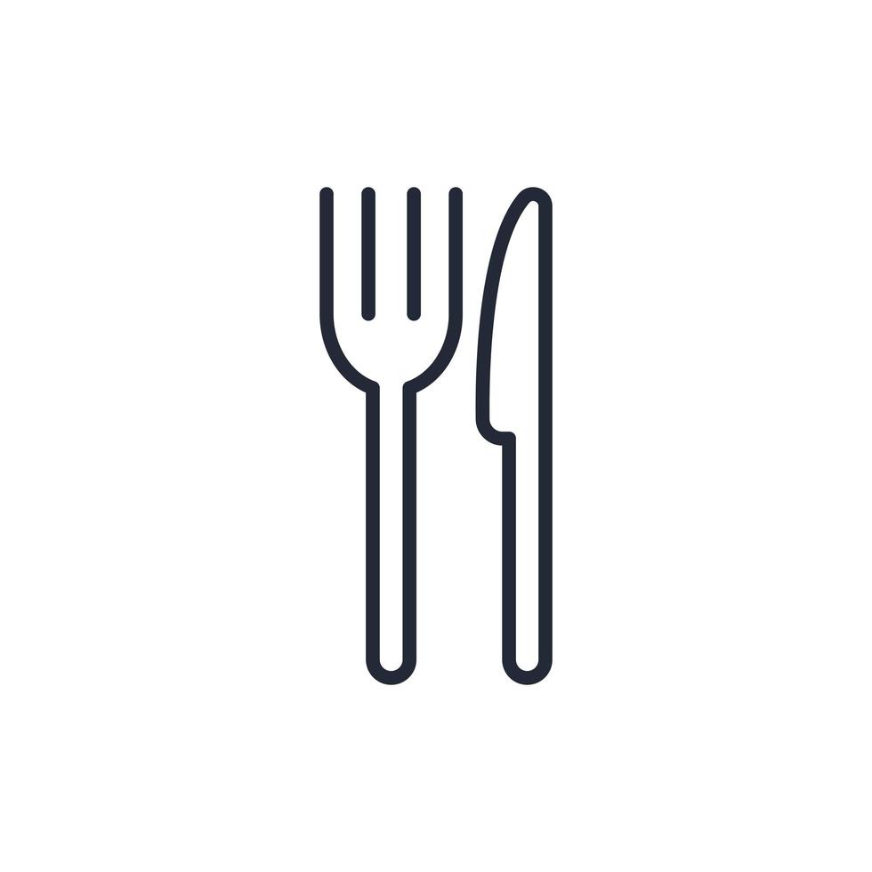 Stylish thin line icon fork and knife isolated on white background - Vector