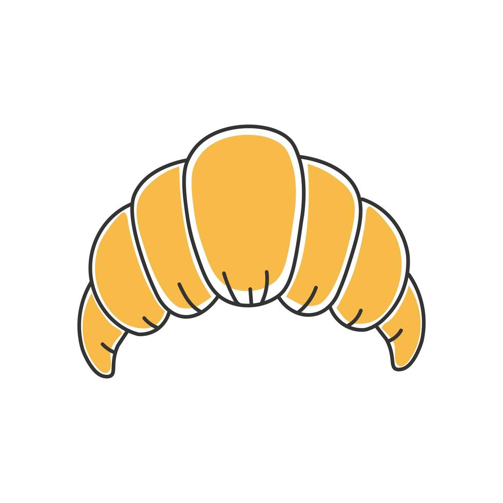 elegante icono de croissant de línea delgada aislado sobre fondo blanco - vector