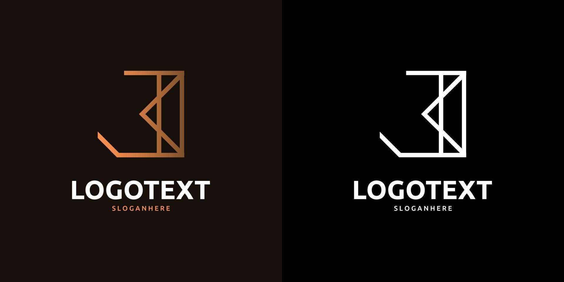 diseño abstracto del logotipo dorado de la letra j sobre fondo de color oscuro, logotipo del alfabeto j vector