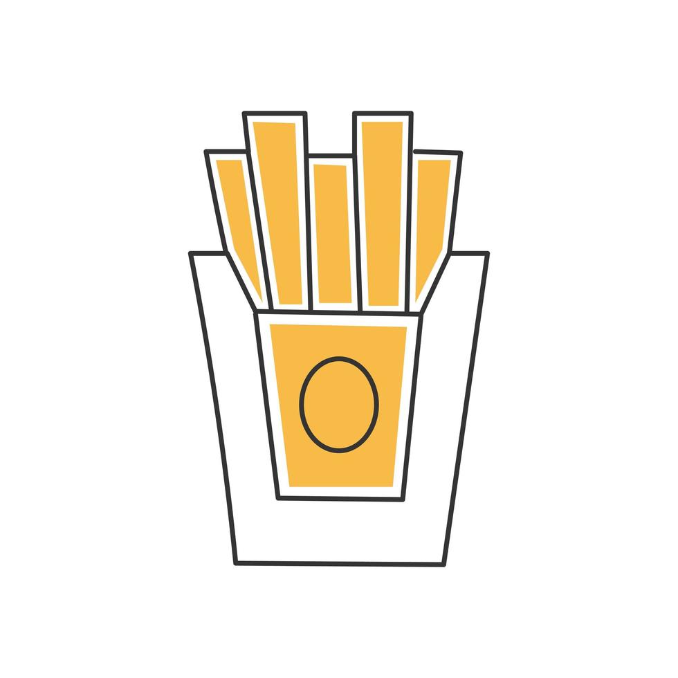 elegante icono de línea delgada de papas fritas en un fondo blanco - vector