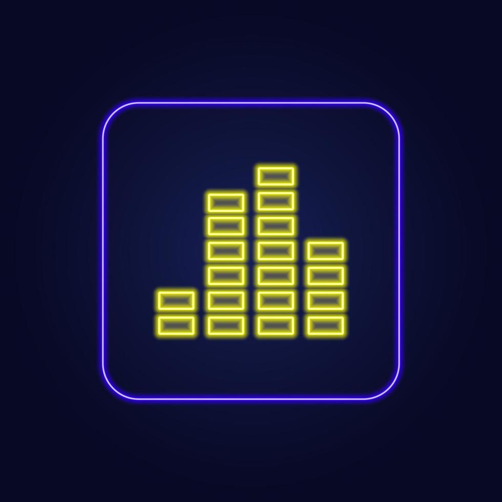 Stylish yellow neon growth graph icon - Vector