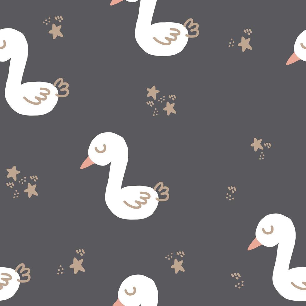 cute goose seamless pattern hand drawn. minimalism, trending colors. wrapping paper, textiles, background, wallpaper. children clipart, animals, birds. vector