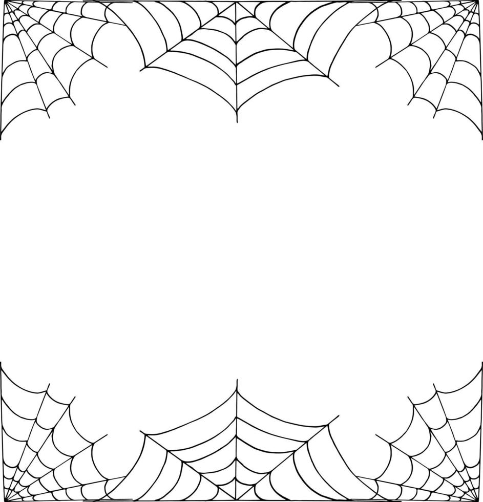 spider web frame border. hand drawn doodle. , scandinavian, nordic, minimalism, monochrome. card, invitation. halloween. vector