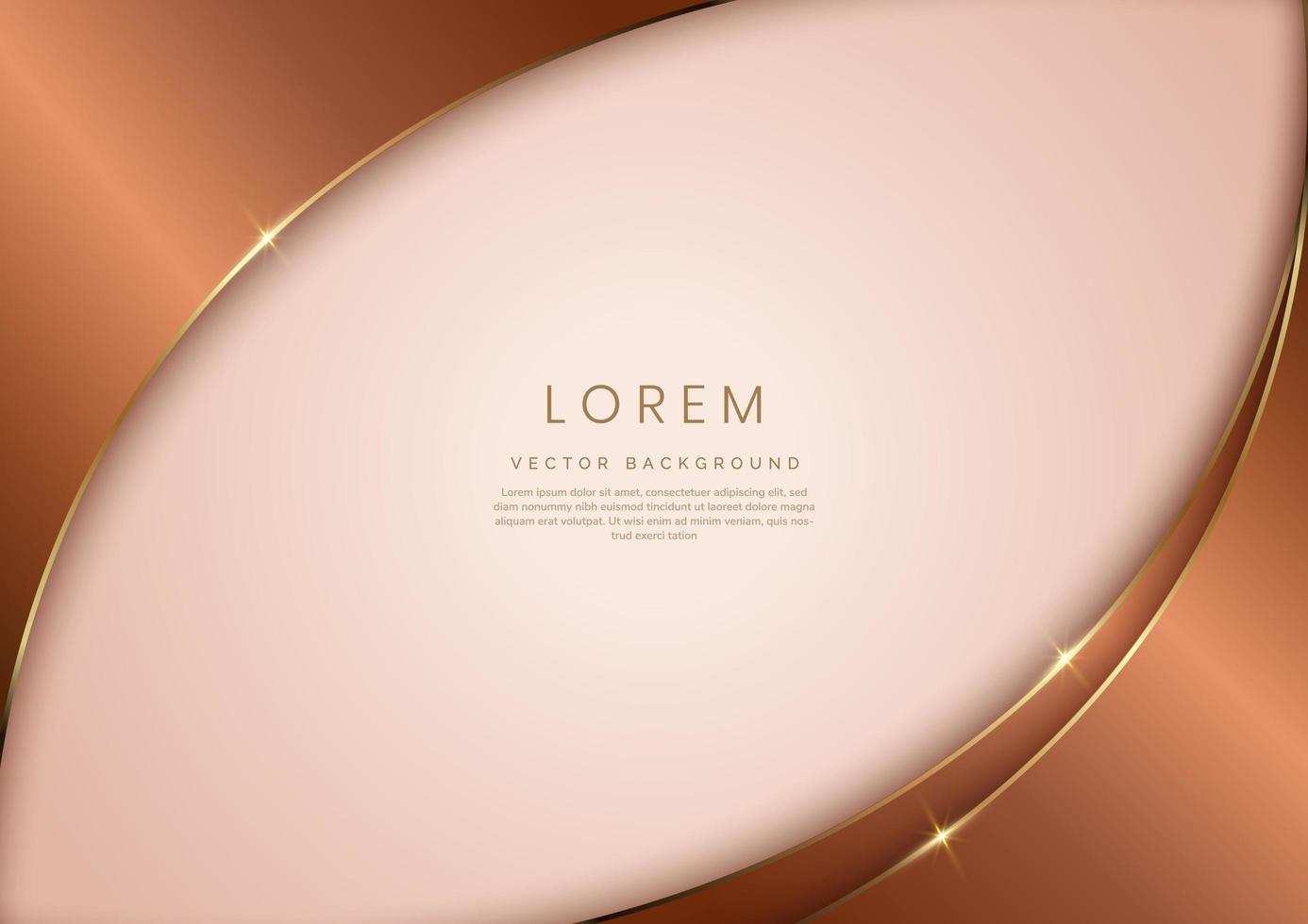Elegant abstract luxury curved shape brown color on light pink background with copy space for text. vector