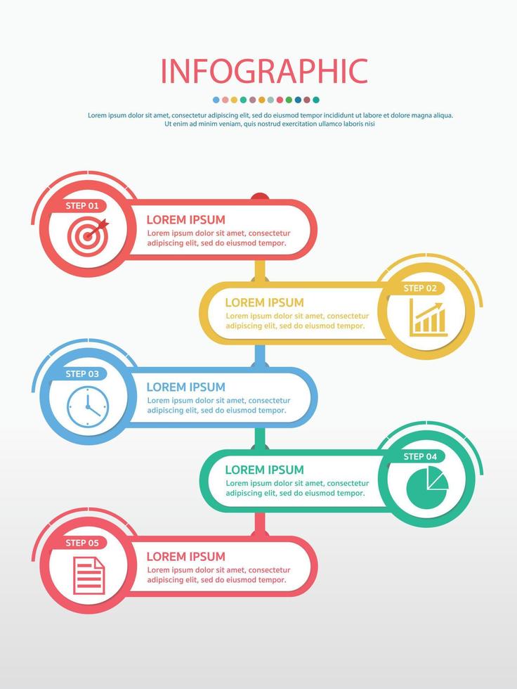 Business data. timeline infographic 5 steps or options icons designed for abstract background template vector