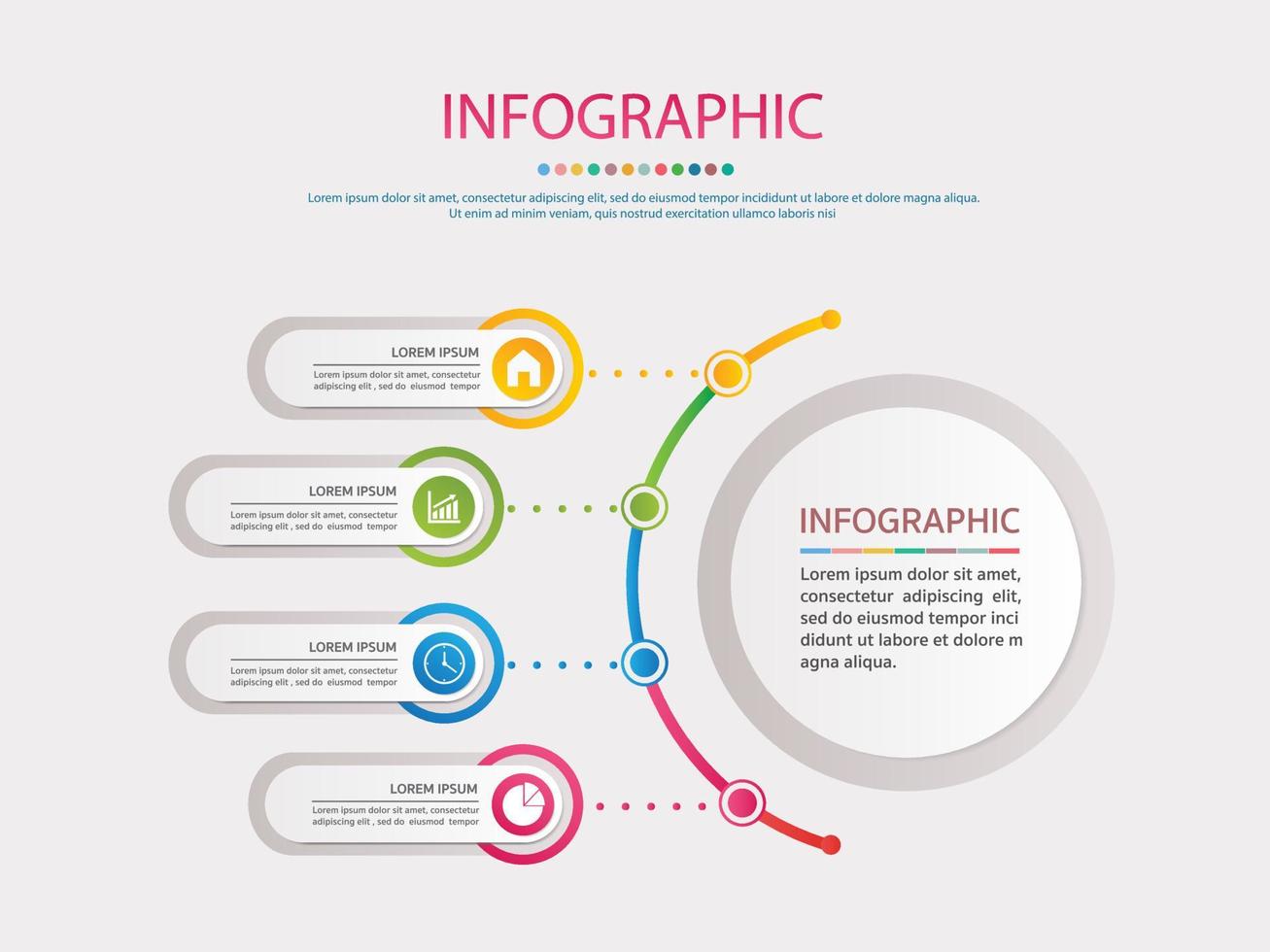 Timeline infographics design vector and marketing icons. Business concept with 4 options, steps or processes .