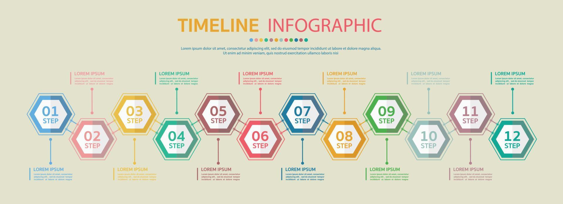 Timeline for 12 months, Infographic template for business. vector