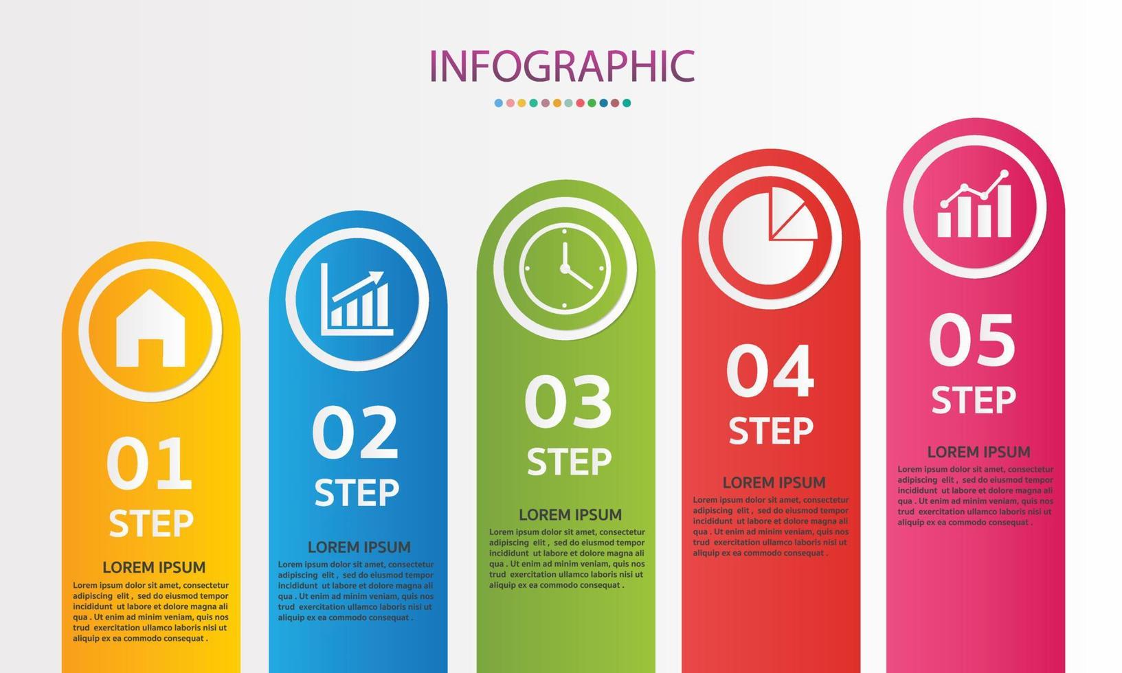 Business data. timeline infographic 5 steps or options icons designed for abstract background template vector